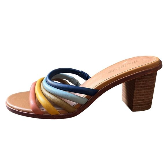 NWOT Madewell The Addie High Heel Rainbow Mule 9.5 - Picture 5 of 9
